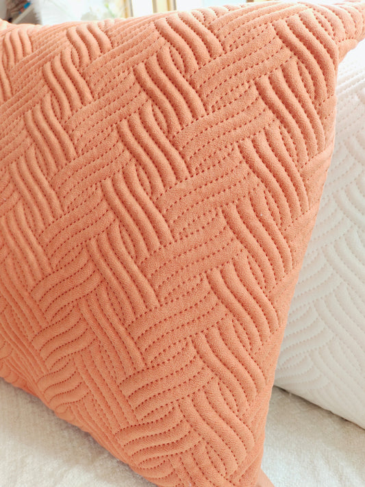 FUNDA COJÍN TRENZA ROSA