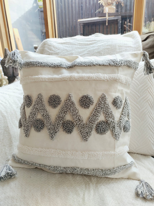 FUNDA COJÍN ZIG ZAG GRIS